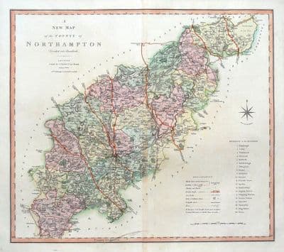 Antique Map NORTHAMPTONSHIRE, Charles Smith Original large format 1808