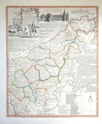 Antique Map NORTHAMPTONSHIRE, Emanuel Bowen, Royal English Atlas, Original 1777
