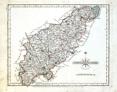 Antique Map NORTHAMPTONSHIRE John Cary Original Hand Coloured County Map 1793