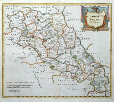 Antique Map NORTHAMPTONSHIRE, Robert Morden, original 1722