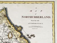 Antique Map NORTHUMBERLAND Large Original  John Cary, Camden, Stockdale 1806