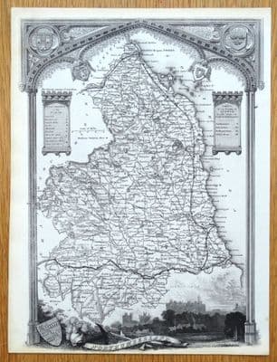 Antique Map NORTHUMBERLAND, Thomas Moule, Original c1840