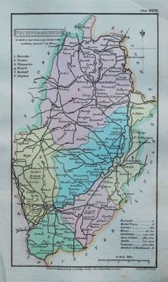 Antique Map NOTTINGHAMSHIRE, Capper Original Hand Coloured County Map 1808