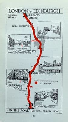 Antique Map NOTTINGHAMSHIRE  TUXFORD,BARNBY MOOR Original Pictorial Road Map c1920