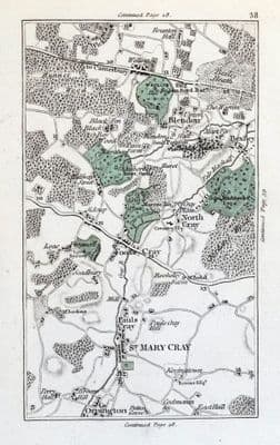 Antique Map ORPINGTON, FOOTS CRAY, BLENDON, St MARY CRAY,  London Cary Original 1786