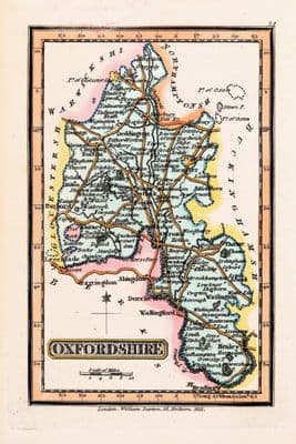 Antique Map OXFORDSHIRE, Darton Original  Hand Coloured Miniature  c1822