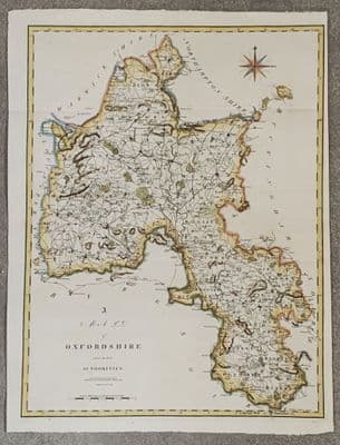 Antique Map OXFORDSHIRE Large John Cary, Camden, Stockdale original 1806