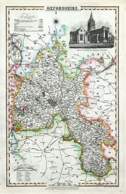 Antique Map OXFORDSHIRE, OXFORD James Pigot Original, Hand Coloured  c1830