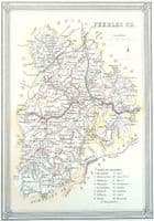 Antique Map PEEBLES SHIRE SCOTLAND Fullarton Original Hand Col. Lithograph 1868