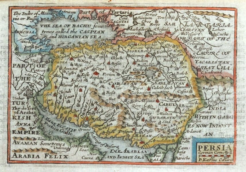 Antique Map PERSIA IRAN Van Den Keere Miniature Speed original 1675