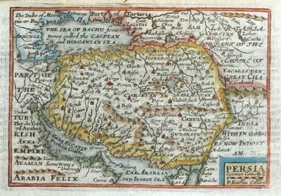 Antique Map PERSIA, IRAN, Van Den Keere, Miniature Speed original 1675