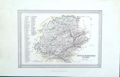 Antique Map PERTH & CLACKMANNANSHIRE SCOTLAND Fullarton Original Lithograph 1868