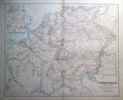 Antique Map RAILWAYS OF CENTRAL EUROPE, Fullarton original c1865