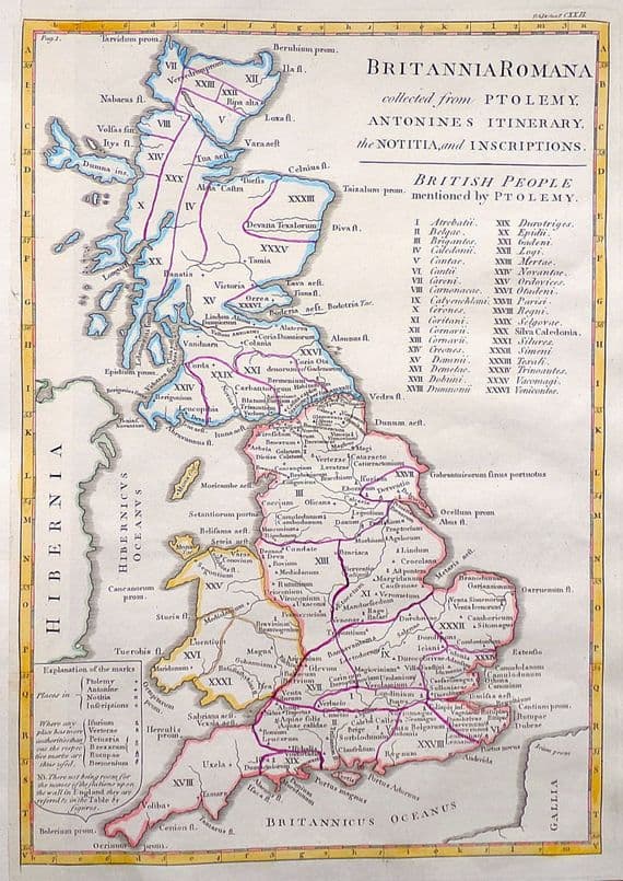 Antique Map ROMAN BRITAIN Original John Cary, Camden, Stockdale 1806