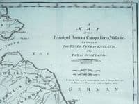 Antique Map ROMAN CAMPS Forts & Walls Northern Britain, Tyne to Tay, Cary, Camden 1806