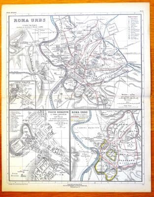 Antique Map ROME, ROMA, ITALY, City Plans Original 1892