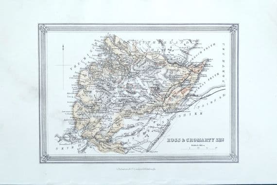 Antique Map ROSS & CROMARTY SCOTLAND Fullarton Original Hand Col.Lithograph 1868