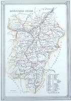 Antique Map ROXBURGHSHIRE  SCOTLAND Fullarton Original Hand Col. Lithograph 1868
