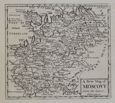 Antique Map RUSSIA, MOSCOVY,  John Senex original 1749