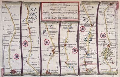 Antique Map SALISBURY  MARLBOROUGH BURFORD Lechlade Stow Highworth Gardner strip road map 1719