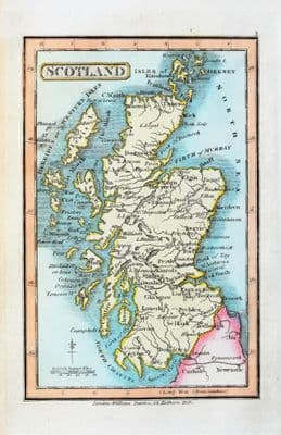 Antique Map SCOTLAND & ISLANDS Darton Hand Coloured Original Miniature  c 1822
