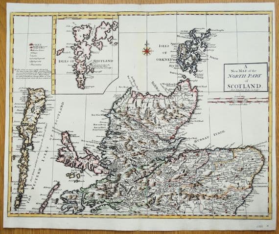 Antique Map SCOTLAND North Part, A.Johnston R.Morden original vintage old 1722