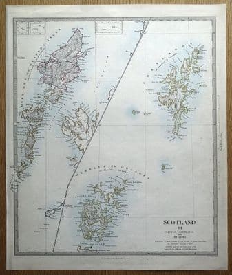 Antique Map SCOTLAND, Orkneys, Shetlands, Hebrides,  SDUK, original  c1835