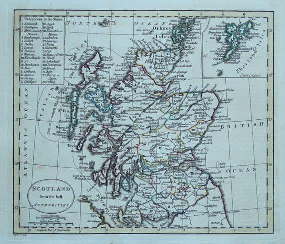 Antique Map SCOTLAND William Guthrie original engraved vintage old map 1794
