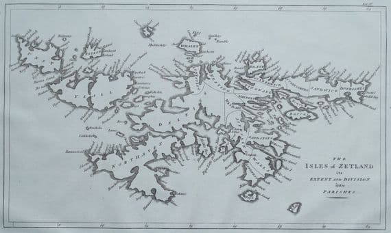 Antique Map SHETLAND ISLANDS, ZETLAND, Scotland Original John Cary, Camden 1806