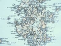 Antique Map SHETLAND ISLES SCOTLAND Fullarton Original Hand Col.Lithograph 1868
