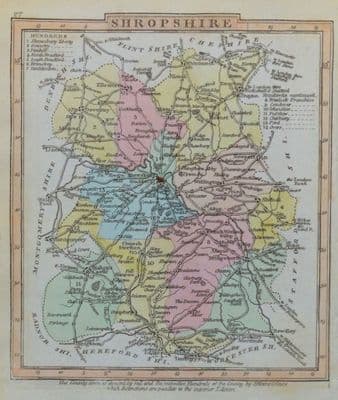 Antique Map SHROPSHIRE, George Gray, Original Hand Coloured 1824