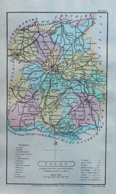 Antique Map SHROPSHIRE, SALOP, Capper Original Hand Coloured 1808