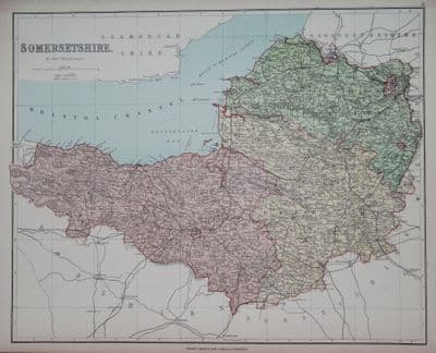 Antique Map SOMERSET, Edward Weller Original c1870