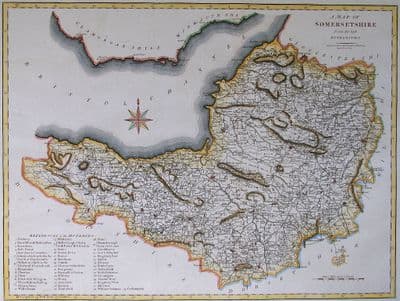 Antique Map SOMERSET Large Original John Cary, Camden, Stockdale 1806