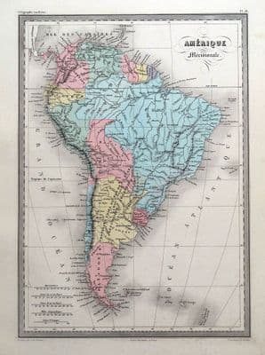 Antique Map SOUTH AMERICA,  Malte Brun c1850