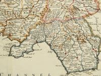 Antique Map SOUTH WALES Robert Morden original vintage old map hand colour 1722