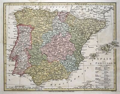 Antique Map SPAIN & PORTUGAL, Wilkinson Original1815
