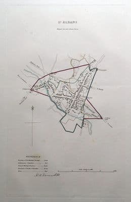 Antique Map St. ALBANS, HERTFORDSHIRE Street Plan, Dawson Original 1832