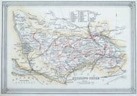 Antique Map STIRLING SHIRE  SCOTLAND Fullarton Original Hand Col.Lithograph 1868