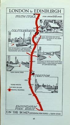 Antique Map STOKE ROCHFORD,  COLSTERWORTH, STRETTON Pictorial Road Map c1920