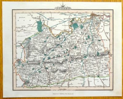 Antique Map SURREY, Charles Smith Original 1822