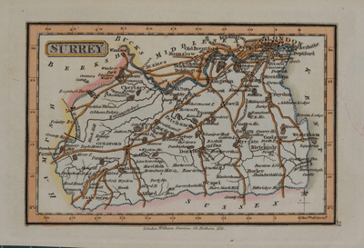 Antique Map SURREY & LONDON, Darton Original  Hand Colour Miniature  c1822