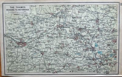Antique Map THAMES VALLEY READING UXBRIDGE MAIDENHEAD  Original London 1925