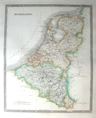 Antique Map THE NETHERLANDS, Teesdales Original Hand Coloured 1841