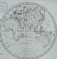 Antique Map THE WORLD in Hemispheres W.Guthrie original vintage map 1794
