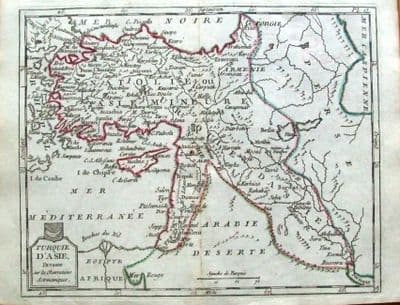Antique Map TURKEY IN ASIA CYPRUS Laporte Atlas Moderne  Original 1786