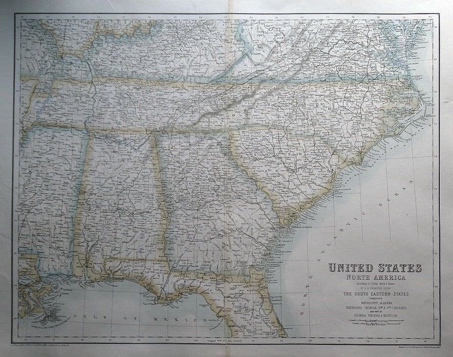 Antique Map UNITED STATES OF NORTH AMERICA S E STATES Fullarton ...