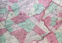 Antique Map USA PENNSYLVANIA & NEW JERSEY Johnson Original  c1865