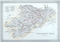 Antique Map WEST LOTHIAN LINLITHGOW Scotland Fullarton Original Lithograph 1868