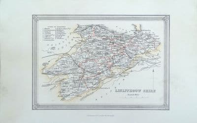 Antique Map WEST LOTHIAN LINLITHGOW Scotland Fullarton Original Lithograph 1868
